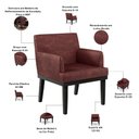 Ver imagem 4 de Poltrona Decorativa para Sala de Estar Base Preto Beatriz W01 Linho Bordô - Lyam Decor