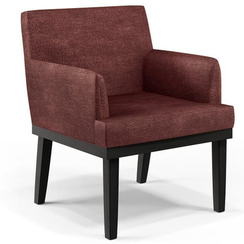 Poltrona Decorativa para Sala de Estar Base Preto Beatriz W01 Linho Bordô - Lyam Decor