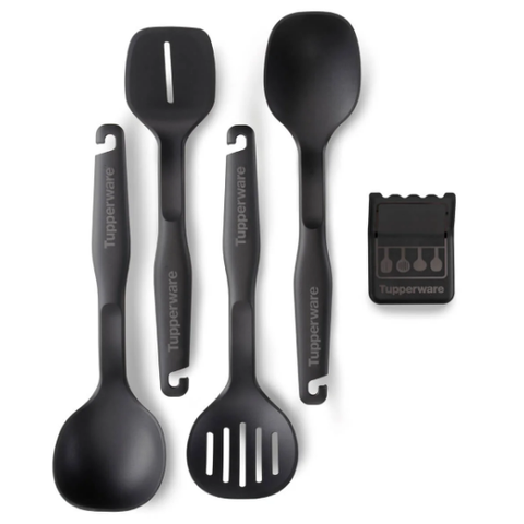 Tupperware Kit 5 Peças Utensílios de Cozinha Talheres e Suporte