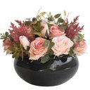 Ver imagem 1 de Arranjo de Flores Rosas Artificiais Delicadas Vaso Preto