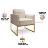Kit 2 Poltronas Decorativas Base Industrial Dourada Maressa A27 Linho Areia - Ibiza - 3