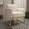 Kit 2 Poltronas Decorativas Base Industrial Dourada Maressa A27 Linho Areia - Ibiza - 2