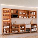 Ver imagem 4 de Cozinha Modulada 7 Peças Brilhante com 1 Cristaleira 3 Balcões 3 Armários Aéreo Bege/Cinamomo/Off White