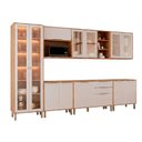 Ver imagem 2 de Cozinha Modulada 7 Peças Brilhante com 1 Cristaleira 3 Balcões 3 Armários Aéreo Bege/Cinamomo/Off White