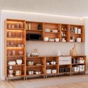 Ver imagem 4 de Cozinha Modulada 7 Peças Brilhante 1 Cristaleira 3 Balcões 3 Armários Aéreo Cinamomo/Off White