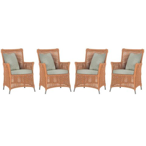 4 Poltronas Igapó Alumínio Pintura Fendi Corda Náutica E3 Terra Cota
