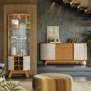 Ver imagem 1 de Conjunto Buffet com Cristaleira Pitt/deker Iluminação Led Gavetas Mdp Cinamomo/offwhite G97 - Gran B
