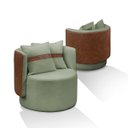 Ver imagem 2 de Poltrona Orgânica Base Giratória Maya Corino Nozes e Boucle Verde Redonda Decorativa - Arkell