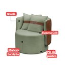 Ver imagem 6 de Poltrona Orgânica Base Giratória Maya Corino Nozes e Boucle Verde Redonda Decorativa - Arkell