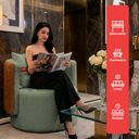 Ver imagem 3 de Poltrona Orgânica Base Giratória Maya Corino Nozes e Boucle Verde Redonda Decorativa - Arkell
