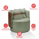 Ver imagem 5 de Poltrona Orgânica Base Giratória Maya Corino Nozes e Boucle Verde Redonda Decorativa - Arkell