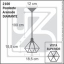 Ver imagem 6 de Pendente Aramado Diamante - Preto - 2100-3