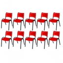 Ver imagem 1 de Cadeira Iso Base Preto Igreja, Escola, Escritório - Vermelho - Kit 10 Peças