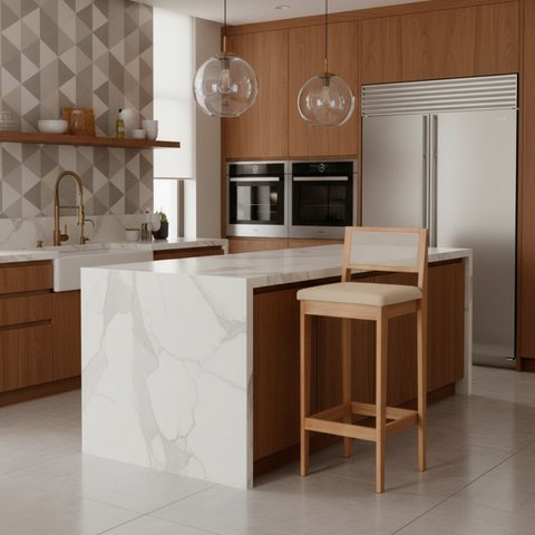 Kit 6 Banquetas Estofada em Linho Encosto Palhinha Bruna:mel com Palha