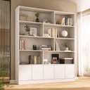Ver imagem 1 de Estante de Livros 100% MDF 154,6CMX180,5cm 5 Portas 8 Nichos Versatile Branco
