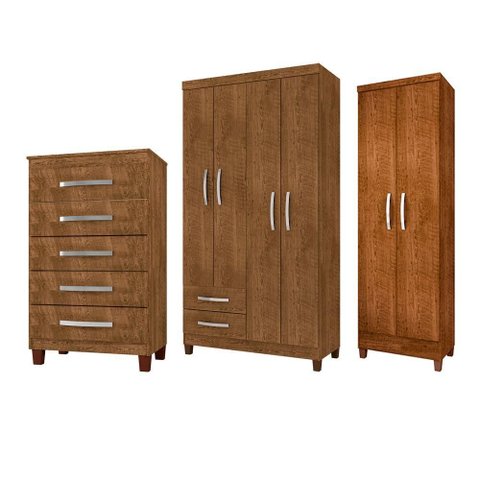 Guarda Roupa de Casal 4 Portas 2 Gavetas com Cômoda 5 Gavetas