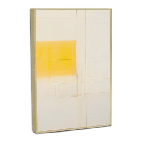Quadro Decorativo Minimalista Amarelo com Moldura Filete