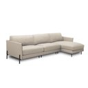 Ver imagem 2 de Sofá Decorativo Karine 5 Lugares Sala de Estar 300cm com Chaise Pés em Aço Couro Bege G88 - Gran Bel