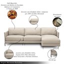 Ver imagem 3 de Sofá Decorativo Karine 5 Lugares Sala de Estar 300cm com Chaise Pés em Aço Couro Bege G88 - Gran Bel