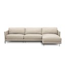 Ver imagem 5 de Sofá Decorativo Karine 5 Lugares Sala de Estar 300cm com Chaise Pés em Aço Couro Bege G88 - Gran Bel