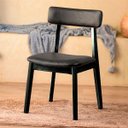 Ver imagem 2 de Cadeira Alice Madeira Maciça - Mel com Boucle Bege Preta Courino Preto