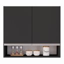 Ver imagem 6 de Armário Aéreo Multiuso Lux 80cm 100%mdf 02 Portas com Nicho Integrado Preto - Abmaza