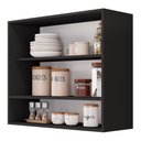Ver imagem 3 de Armário Aéreo Multiuso Lux 80cm 100%mdf 02 Portas com Nicho Integrado Preto - Abmaza
