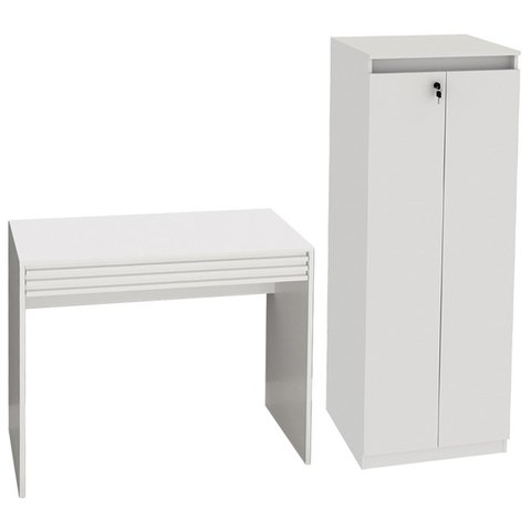 Escrivaninha e Armario para Escritorio Me4173 Me4151 Branco Tecno Mobili