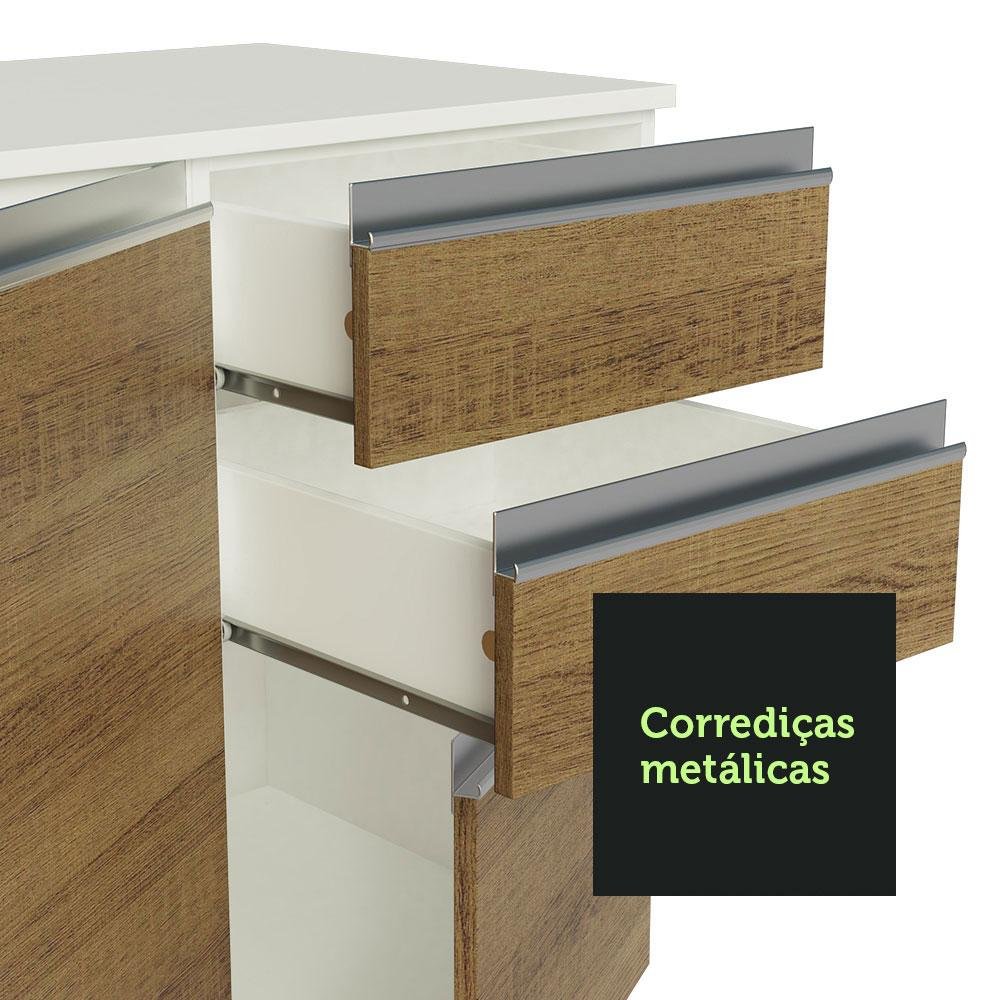 Armário de Cozinha Completa 100% MDF 300cm Branco/Rustic/Crema Smart Madesa 02 - 9