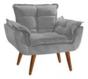 Ver imagem 2 de Poltrona Opalla Decorativa Reforçada Recepção Sala de Estar Suede Cinza