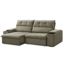 Ver imagem 6 de Sofá Retrátil Reclinável para Sala 3 Lugares 250cm Zayn F04 Veludo Marrom Claro - Lyam Decor