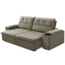 Ver imagem 7 de Sofá Retrátil Reclinável para Sala 3 Lugares 250cm Zayn F04 Veludo Marrom Claro - Lyam Decor