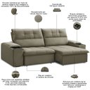 Ver imagem 4 de Sofá Retrátil Reclinável para Sala 3 Lugares 250cm Zayn F04 Veludo Marrom Claro - Lyam Decor