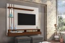 Ver imagem 2 de Painel Tv Eros 55 Polegadas 135x160cm Led Prateleira Vidro Nichos:offwhite/canela
