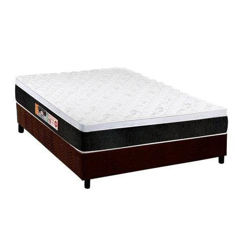 Cama Box Casal: Colchão Espuma Castor D45 Black e White + Base CRC Suede Brown(138x188)