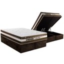 Ver imagem 1 de Cama Box Baú Queen: Colchão Molas Ensacadas Luckspuma Esplendor + Base Crc Suede Brown (158x198)