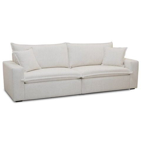 Sofá 3 Lugares para Sala de Estar Living 220cm Gleiser F04 Linho Off White - Lyam Decor