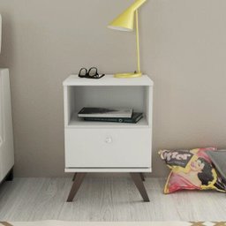 Mesa de Cabeceira 1 Gaveta RT 3019 Branco - 1 Mesa de Cabeceira 1 Gaveta RT 3019 Branco - 1