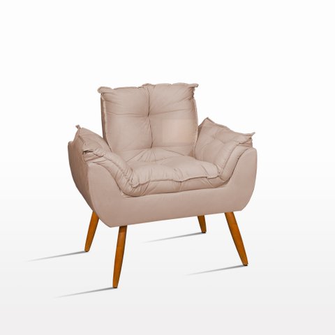 Poltronas Decorativas Opala Pés Palito - Sala, Quarto Cor:Bege