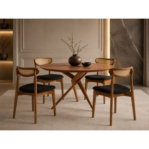 Sala Jantar Maciça 04 Lugares Pisa Telinha - Essenza Móveis