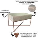 Ver imagem 3 de Banqueta Retangular Pisa Tecido Suede Bege com Pé Rose Gold