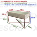 Ver imagem 2 de Banqueta Retangular Pisa Tecido Suede Bege com Pé Rose Gold