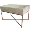 Ver imagem 4 de Banqueta Retangular Pisa Tecido Suede Bege com Pé Rose Gold