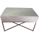 Ver imagem 5 de Banqueta Retangular Pisa Tecido Suede Bege com Pé Rose Gold
