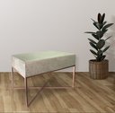 Ver imagem 1 de Banqueta Retangular Pisa Tecido Suede Bege com Pé Rose Gold
