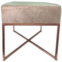 Ver imagem 7 de Banqueta Retangular Pisa Tecido Suede Bege com Pé Rose Gold