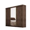 Guarda-Roupa Monza 3 Portas de Correr com Espelho - Café - 1