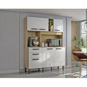 Armário Cozinha Compacta Flávia 6 Portas 2 Gaveta Mdp/mdf Poquema Móveis