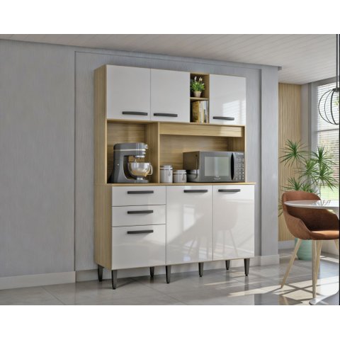 Armário Cozinha Compacta Flávia 6 Portas 2 Gaveta Mdp/mdf Poquema Móveis