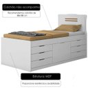 Ver imagem 3 de Cama Cômoda Solteiro Florença com 7 Gavetas - Branco Fosco